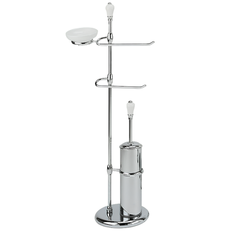 Stilhaus Nemi стойка: мыльн. + полотенцедер. + бумагодер. + ёрш метал. цвет хром - белая керамика N21(39)