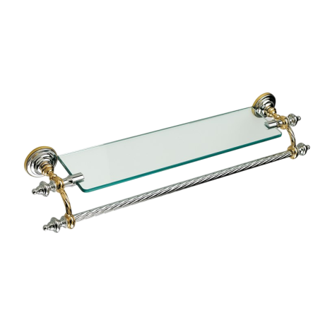 Stilhaus Giunone стеклянная полка + полотенцедержатель цвет хром - золото G33(02)