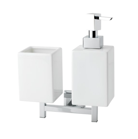 Stilhaus Urania настенные керамические дозатор + стакан цвет чёрный матовый - белая керамика U14D(23-BI)