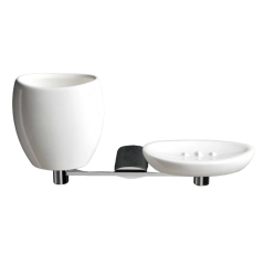 Stilhaus Aria настенные керамические мыльница + стакан цвет хром - белая керамика AR14(08-BI)