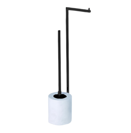 Stilhaus Equilibrium, стойка: бумагодержатель/ерш с основанием белый мрамор, цвет черный матовый