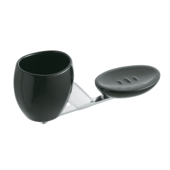 Stilhaus Aria настенные керамические мыльница + стакан цвет хром - черная керамика AR14(08-NE)