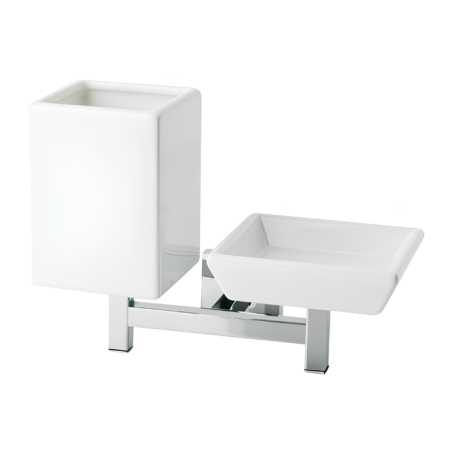 Stilhaus Urania настенные керамические мыльница + стакан цвет хром - белая керамика U14(08-BI)