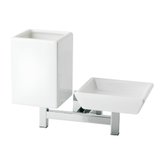 Stilhaus Urania настенные керамические мыльница + стакан цвет чёрный матовый - белая керамика U14(23-BI)