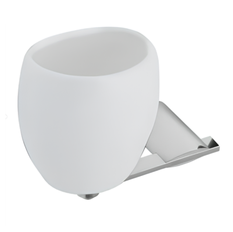 Stilhaus Aria настенный керамический стакан цвет хром - белая керамика AR10(08-BI)