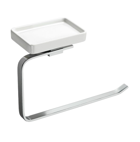 Stilhaus Gea полотенцедержатель - полукольцо + керамическая мыльница цвет хром - белая керамика GE79(08)