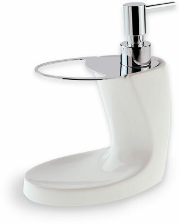 Stilhaus дозатор керамический + подставка для зубных щёток хром - белая керамика 792(BI)