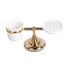 Stilhaus Giunone настольные керамические мыльница + стакан цвет золото G15М(16)