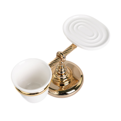 Stilhaus Giunone настольные керамические мыльница + стакан цвет золото G15М(16)