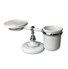 Stilhaus Giunone настольные керамические мыльница + стакан цвет белый - хром G15М(03)