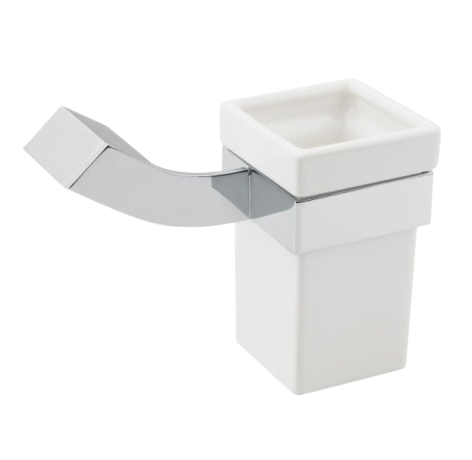 Stilhaus Fluid, настенный керамический стакан, цвет хром - белая керамика FL10(08-BI)