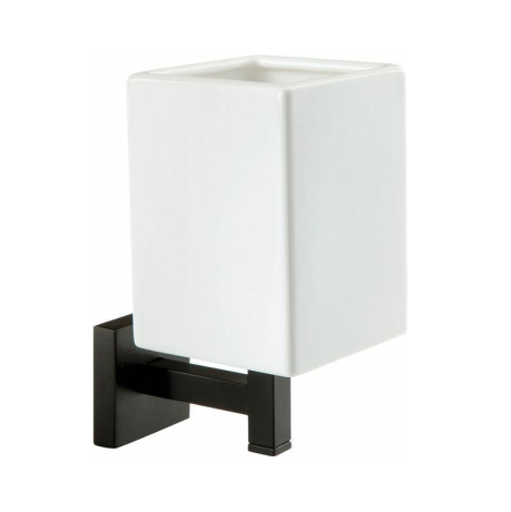 Stilhaus Urania настенный керамический стакан цвет чёрный матовый - белая керамика U10(23-BI)