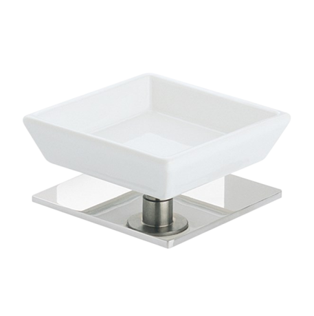 Stilhaus Urania настольная керамическая мыльница на ножке цвет никель сатин - белая керамика 616(36-BI)