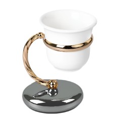 Stilhaus Giunone настольный керамический стакан цвет хром - золото G718(02)