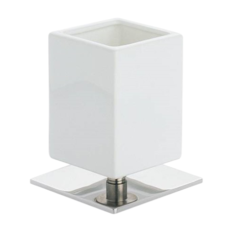 Stilhaus Urania настольный керамический стакан на ножке цвет никель сатин - белая керамика 617(36-BI)