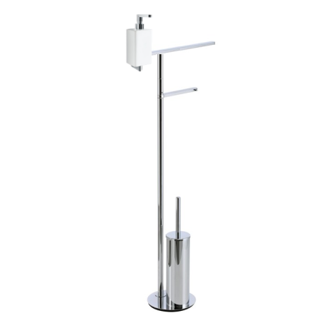 Stilhaus Living, стойка: cтойка: дозат. + бумаго и полотенцедержатель + ерш, цвет хром - белая кер.