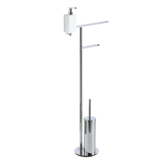 Stilhaus Living, стойка: cтойка: дозат. + бумаго и полотенцедержатель + ерш, цвет хром - белая кер.