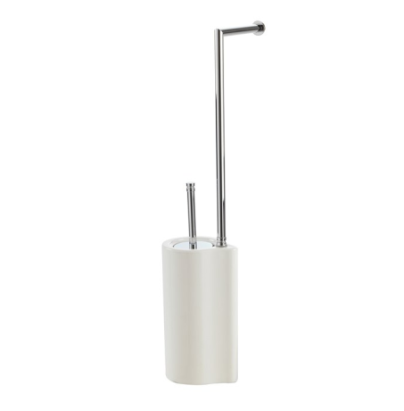 Stilhaus Medea стойка: бумагодержатель + ерш керамический цвет белый-хром ME972(08)