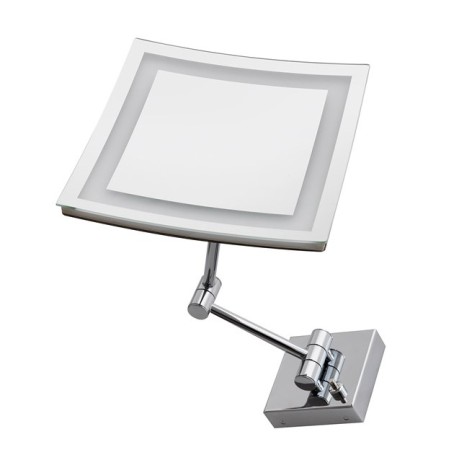 Stilhaus настен. квадратн. косметич. зеркало с 2-х кратным увеличением и LED подсветкой цвет хром 901(08)