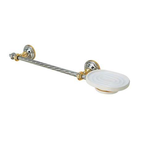 Stilhaus Giunone полотенцедержатель + керамическая мыльница цвет хром - золото G69(02)