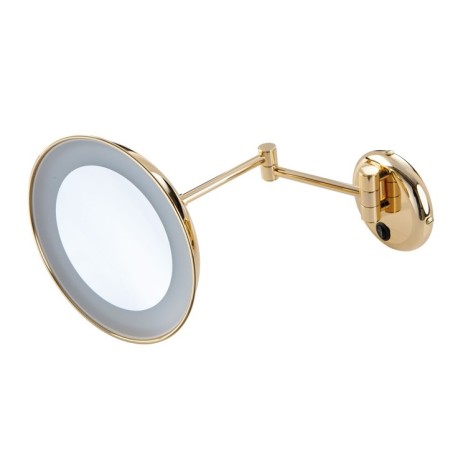 Stilhaus настен. круглое косметич. зеркало c 4-х кратным увеличением и LED подсветкой цвет золото 1036(16)