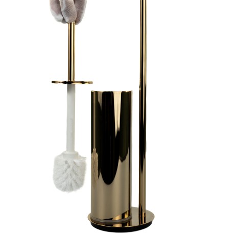 Stilhaus Hashi, cтойка h73 см: стеклянная мыльница/полотенцедержатель/бумагодержатель/ёрш металлический, цвет золото