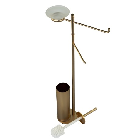 Stilhaus Hashi, cтойка h73 см: стеклянная мыльница/полотенцедержатель/бумагодержатель/ёрш металлический, цвет матовое золото