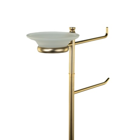 Stilhaus Hashi, cтойка h73 см: стеклянная мыльница/полотенцедержатель/бумагодержатель/ёрш металлический, цвет матовое золото