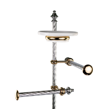 Stilhaus Giunone cтойка: мыльница + полотенцедержатель + бумаг + ерш цвет хром - золото G697(02)