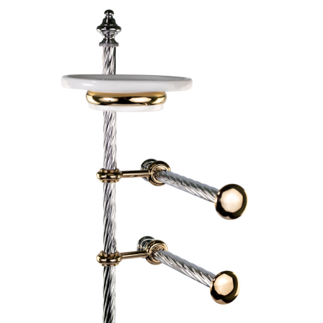 Stilhaus Giunone cтойка: мыльница + полотенцедержатель + бумаг + ерш цвет хром - золото G697(02)