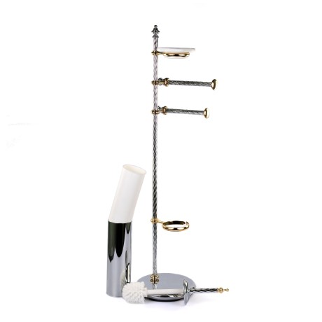 Stilhaus Giunone cтойка: мыльница + полотенцедержатель + бумаг + ерш цвет хром - золото G697(02)