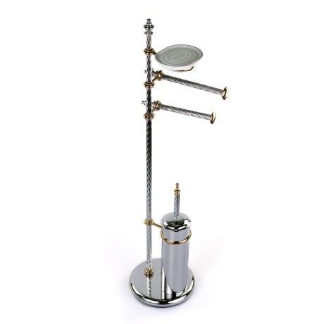 Stilhaus Giunone cтойка: мыльница + полотенцедержатель + бумаг + ерш цвет хром - золото G697(02)