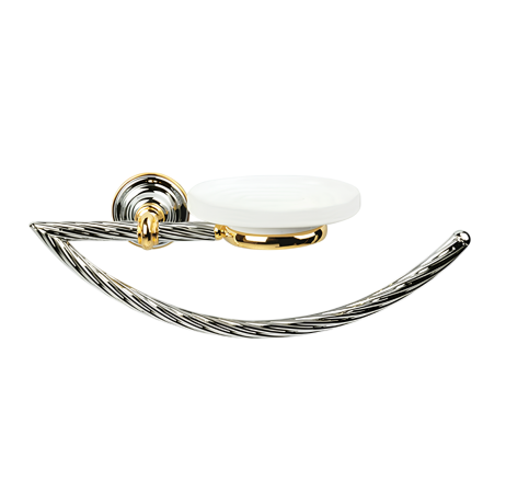 Stilhaus Giunone полотенцедержатель - полукольцо + керамическая мыльница цвет белый - золото G79(04)