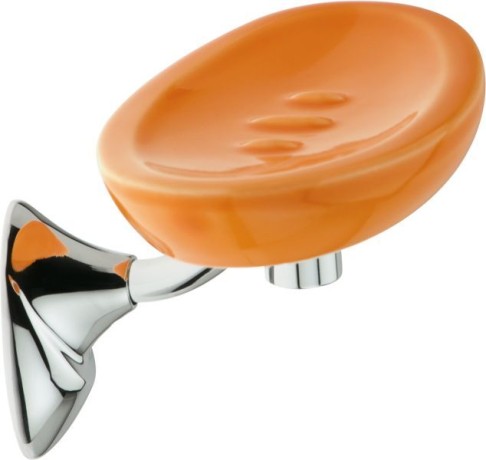 Stilhaus Zefiro, настенная керамическая мыльница, цвет хром - оранжевая керамика