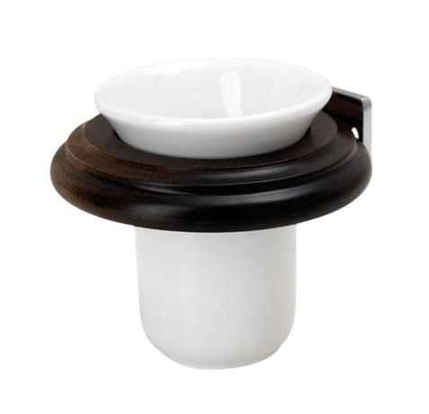 Stilhaus Minerva, настенный керамический стакан, цвет хром - темный орех