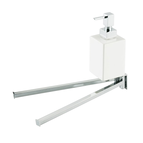 Stilhaus Urania полотенцедержатель двойной поворотный + кер. дозатор цвет хром - белая керамика U18D(08-BI)