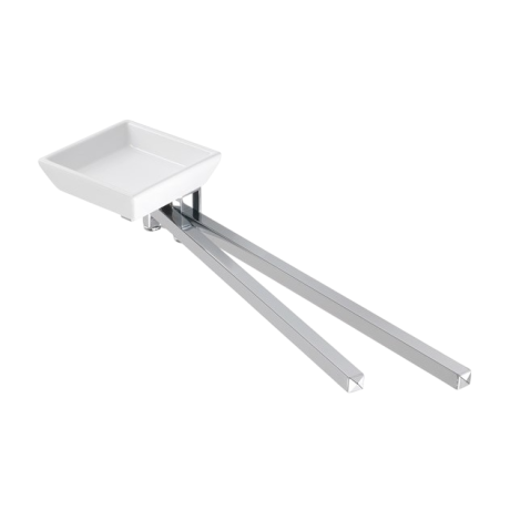 Stilhaus Urania полотенцедержатель двойной поворотный + кер. мыльница цвет хром - белая керамика U18(08-BI)