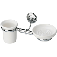 Stilhaus Nemi настенные керамические мыльница + стакан цвет хром - белая керамика N14(39)
