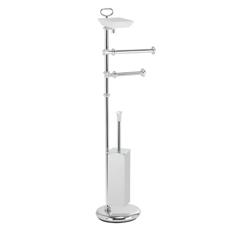 Stilhaus Prisma cтойка: дозатор + полотенцедерж.+ бумагодерж. + ёрш метал.й цвет хром - белая кер PR21D(08)