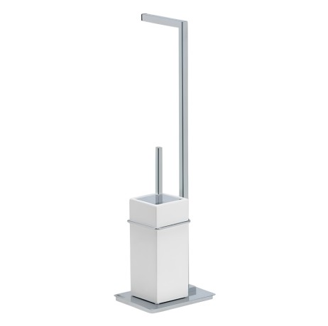 Stilhaus Urania стойка: бумагодержатель + ерш керамический цвет хром - белая керамика U20(08-BI)