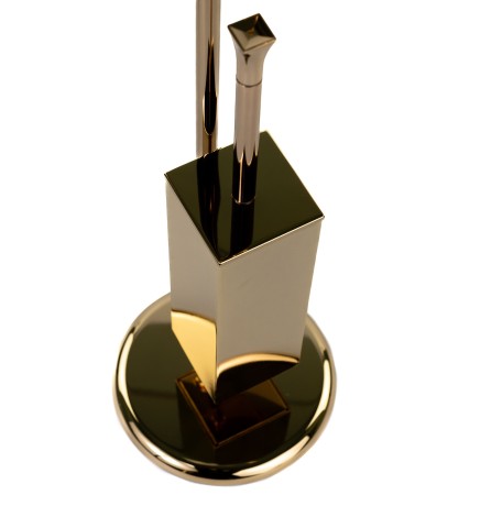 Stilhaus Prisma cтойка: мыльница + полотенцедерж.+ бумагодерж. + ёрш метал. цвет золото - белая к PR21(16)