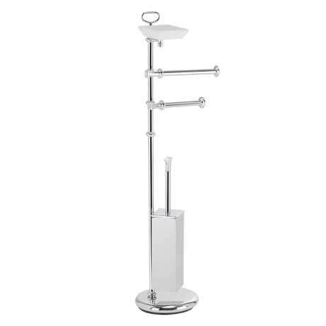 Stilhaus Prisma cтойка: мыльница + полотенцедерж.+ бумагодерж. + ёрш метал. цвет хром - белая кер PR21(08)