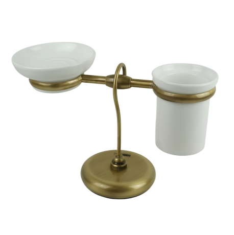 Stilhaus Idra настольные керамические стакан + мыльница цвет бронза - белая керамика I15(25-BI)