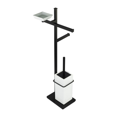 Stilhaus Urania стойка: мыл. + полотенцед. + бумагодер. + ёрш кер. цвет чер. мат. - бел. керамика U21(23-BI)