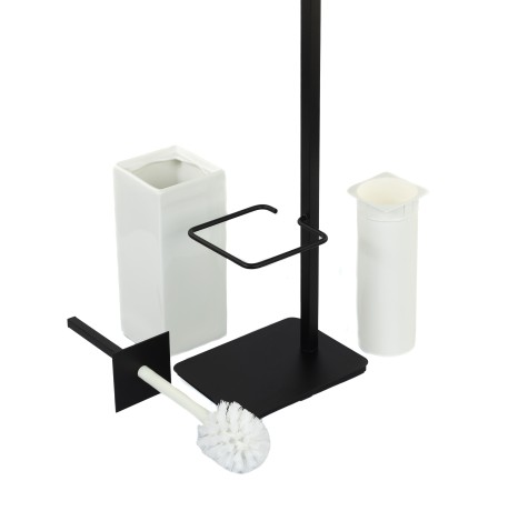 Stilhaus Urania стойка: мыл. + полотенцед. + бумагодер. + ёрш кер. цвет чер. мат. - бел. керамика U21(23-BI)