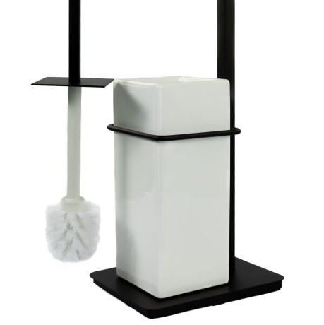 Stilhaus Urania стойка: мыл. + полотенцед. + бумагодер. + ёрш кер. цвет чер. мат. - бел. керамика U21(23-BI)