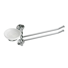 Stilhaus Idra полотенцедерж. двойной поворотный + керамич. мыльница цвет хром - белая керамика I18(08-BI)
