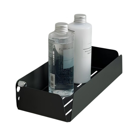 Stilhaus, прямоугольная металлическая полка с бортиками, длина 25 см, цвет черный матовый, цвет крепежных винтов хром